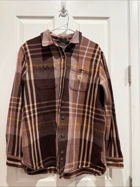 Carhartt Brown Plaid Lightweight Shirt Jacket
